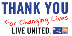 Thank you for changing lives live united graphic